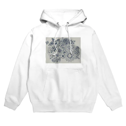 花柄　white Hoodie