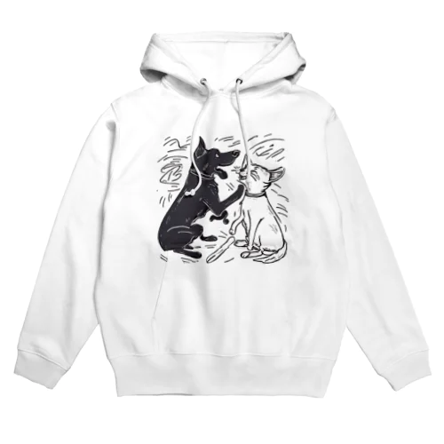 犬と猫のたたかい Hoodie