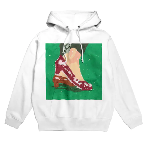 赤いパンプスで歩く(ちぎり絵/貼り絵) Hoodie