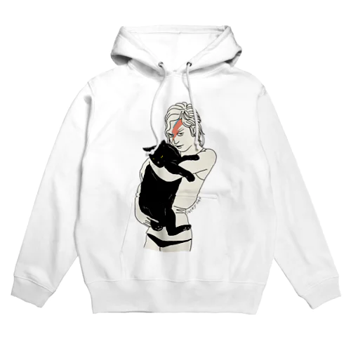 イナズマメイクの女性と黒猫 Hoodie