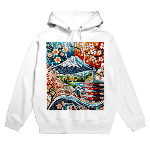 日本の伝統と美しさを象徴するモザイクアート Hoodie