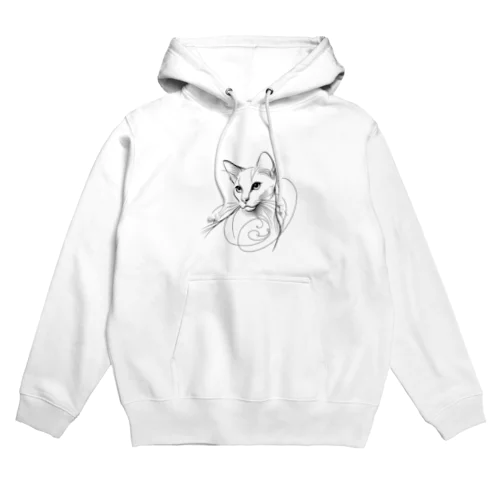 line drawing white cat Hoodie