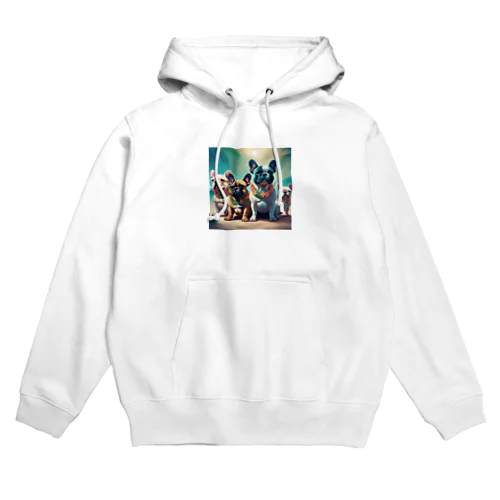 ハワイアンで佇むフレンチブルドッグ達 Hoodie