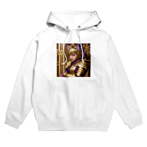 「金光輝く勇気：女性猫耳戦士の守護の証」 Hoodie