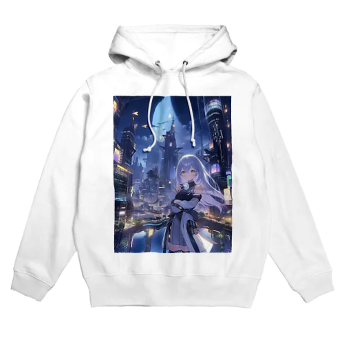 ムーンライトシティのメタリックガール Hoodie