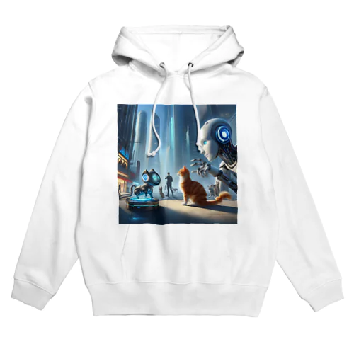 未来のロボットペットと友達になっている猫 Hoodie