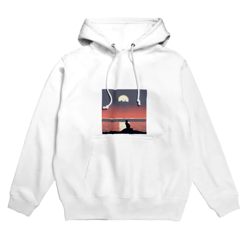 海とネコのシルエット Hoodie