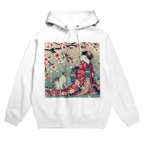 和風cat 見返り桜 Hoodie