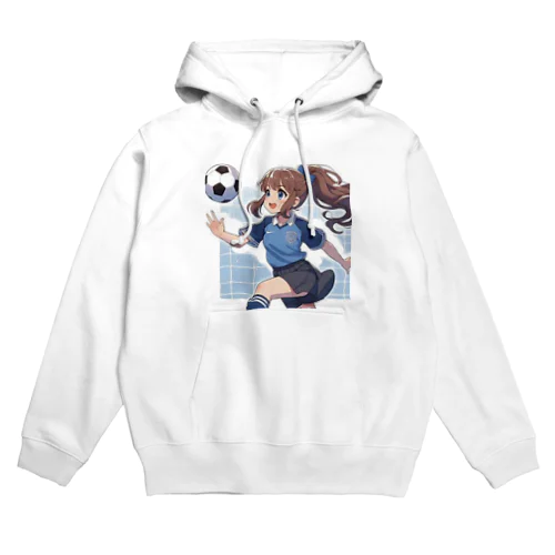 楽しくフットサルしているポニーテールの女の子 Hoodie