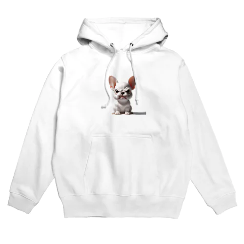 怒ってる白のフレンチブルドッグ　大福 Hoodie