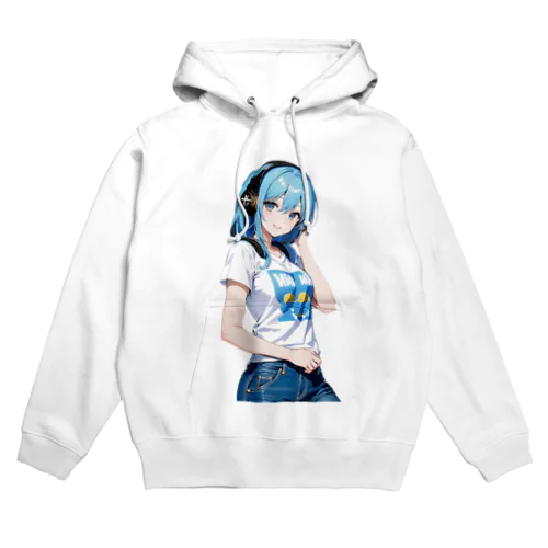 青髪美女　名前はミズキ Hoodie