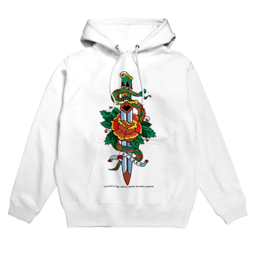 蛇と薔薇のダガータトゥーデザイン Hoodie