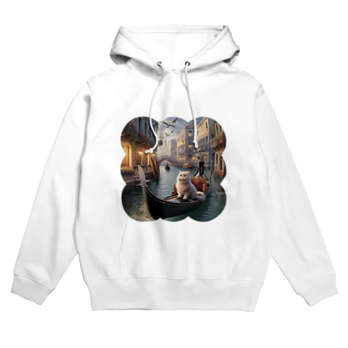 ヴェネツィアの運河でゴンドラに乗っているネコ Hoodie