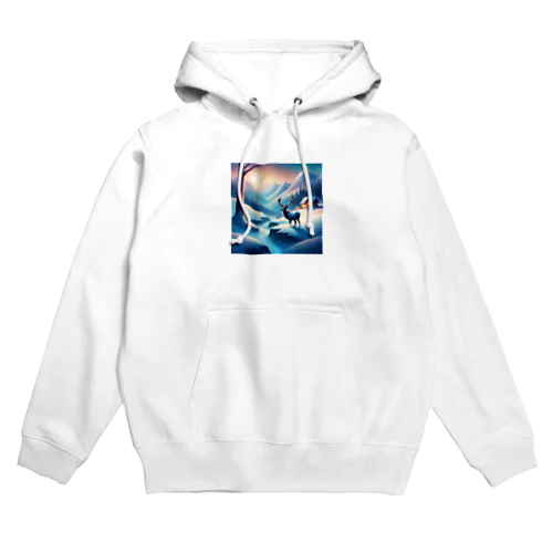 極光の冬景色とトナカイ Hoodie