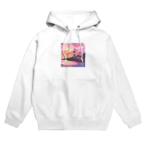 夕焼けに染まる離島の灯台 Hoodie