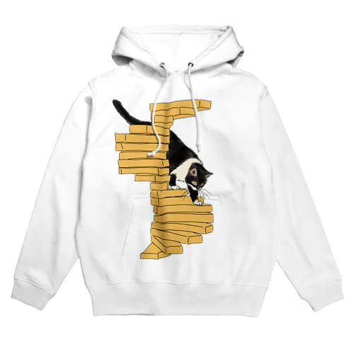 階段を降りる猫 Hoodie