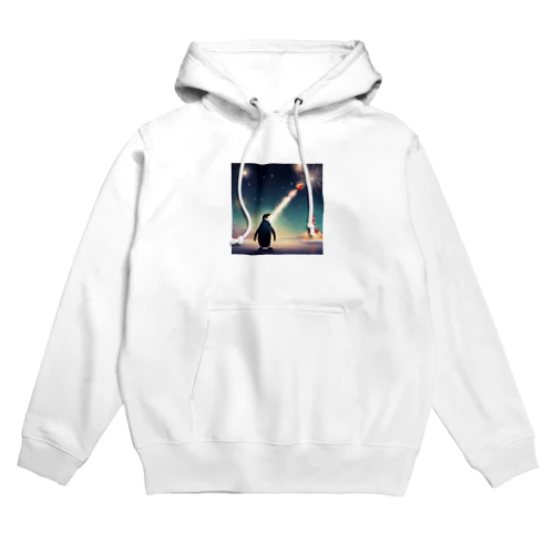 ロケット花火を見上げているペンギン Hoodie