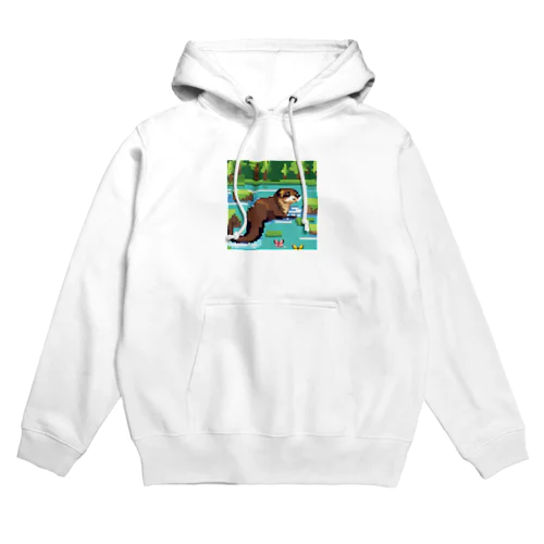 流れの中でバタフライスタイルで泳ぐコツメカワウソ Hoodie