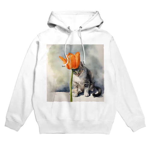 チューリップで反省するネコ Hoodie