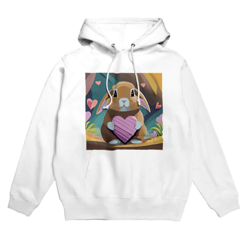 ハートを持ったうさぎ Hoodie