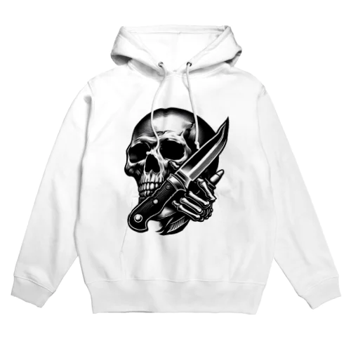 ナイフをくわえたドクロ Hoodie