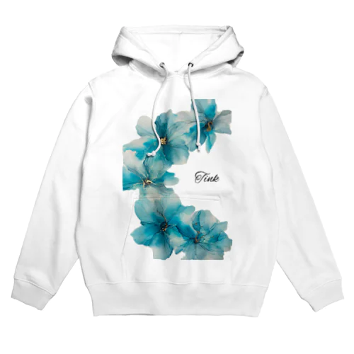 Tink ターコイズブルーflowerロゴ入り Hoodie