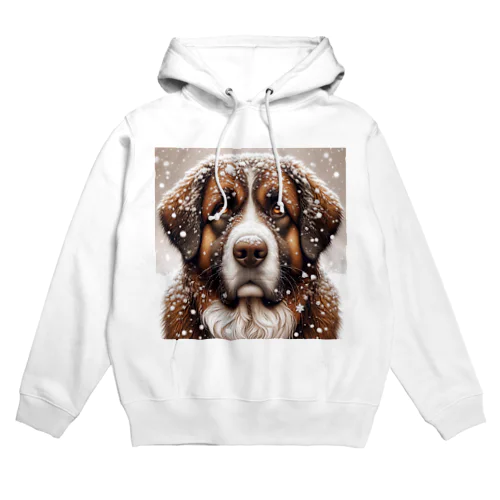 雪の中しかめっ面の犬さん Hoodie