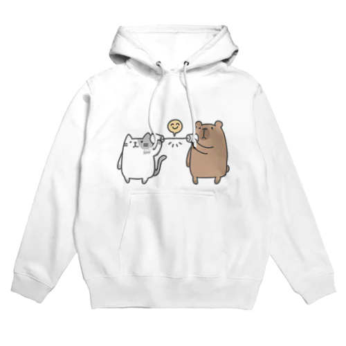 ネコ川とクマ田の糸電話 Hoodie