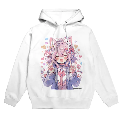 【@Anime_girl*】オリジナル イラスト Pixel art cat girls Hoodie