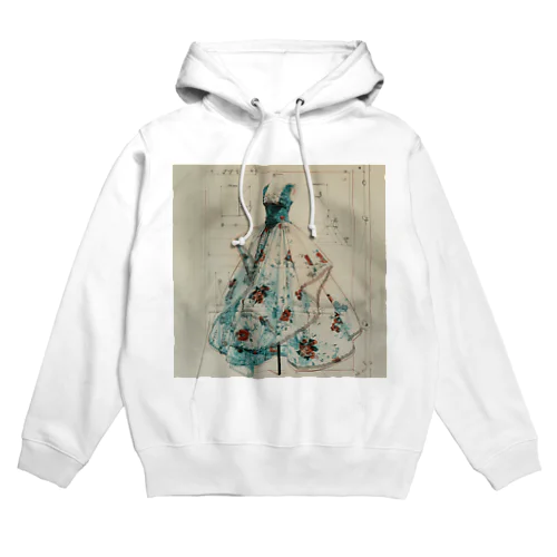 透明感あるフローラルドレスのスケッチ Hoodie