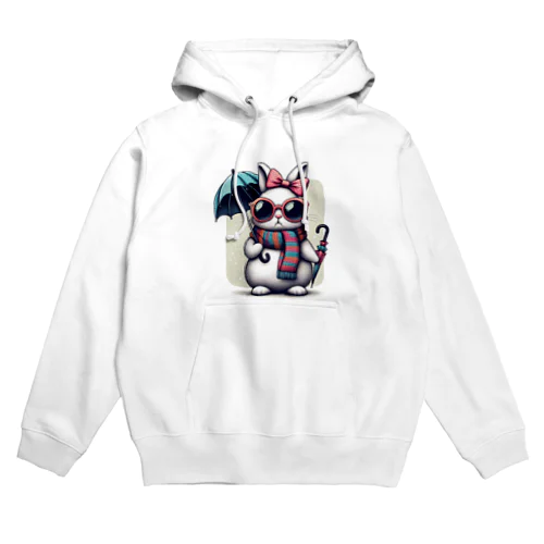 ふわふわうさぎがオシャレを楽しむうさぎ Hoodie