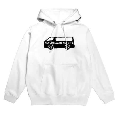 ノーキャラバンノーライフ 日産キャラバンシルエットデザイン ブラック Hoodie