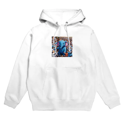 人ごみで押されたり、ぶつけられる青いゾウ Hoodie