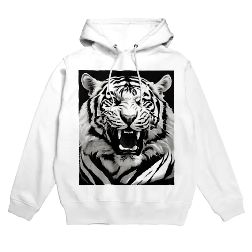 白黒　ホワイトタイガー Hoodie