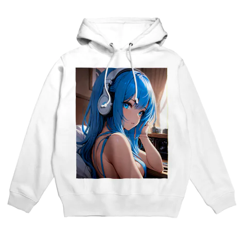 青い髪の少女 Hoodie