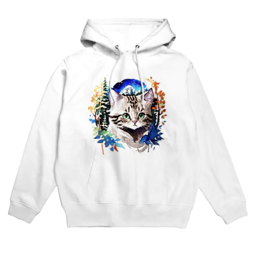 水彩_猫と森001 Hoodie