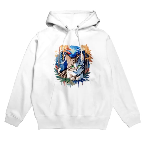 水彩_猫と森002 Hoodie