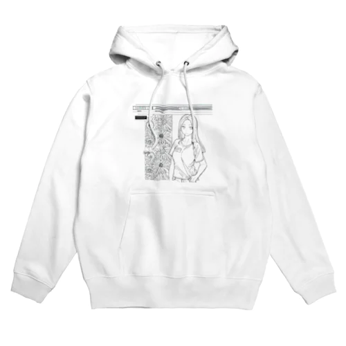 爽やかな女性が描かれた線画 Hoodie