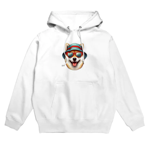 カラフルなバケハをかぶった柴犬 Hoodie