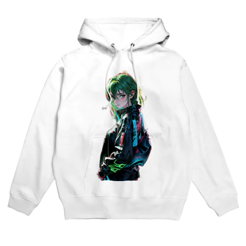 サイバーパンク　緑髪 Hoodie