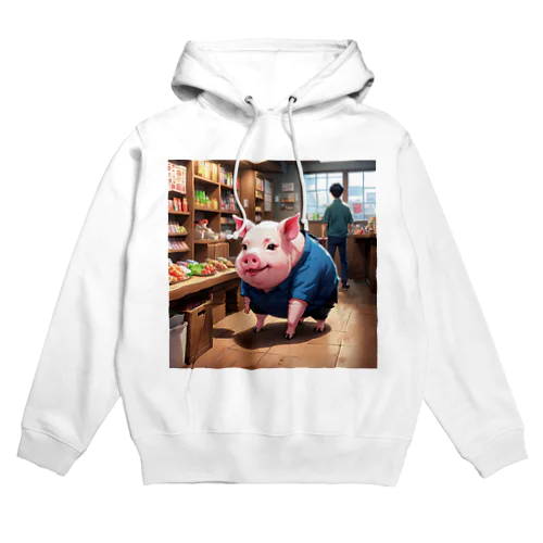 顧客との交渉をするミニブタ Hoodie