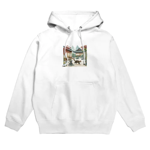 和紋様 x 猫　日本庭園を探索する猫 Hoodie