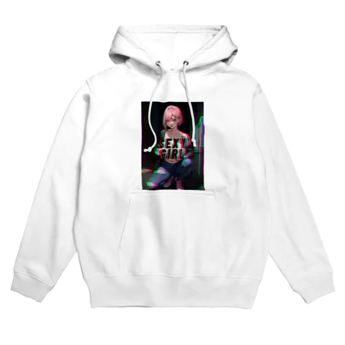 サイバー ピンクセクシーガール Hoodie