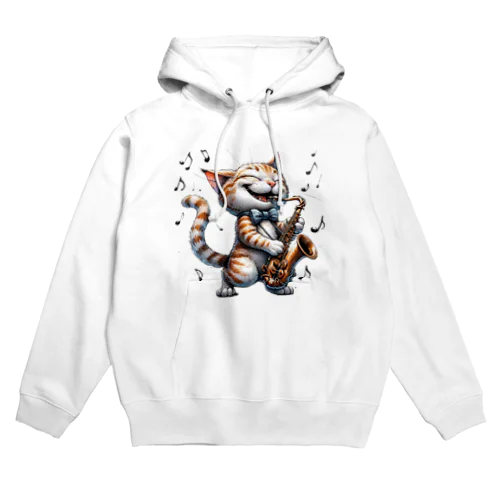 猫のサックスプレイヤー　ノリノリ♪ Hoodie