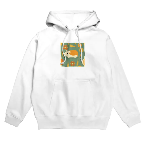 レトロな花とモルモット Hoodie