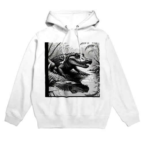 モノクロカイマン Hoodie