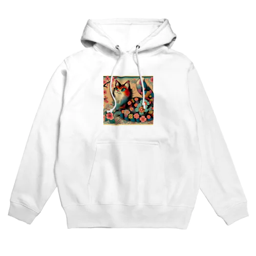 浮世絵風　カラフル猫「Ukiyo-e-style Colorful Cat」「浮世绘风格的多彩猫」 Hoodie