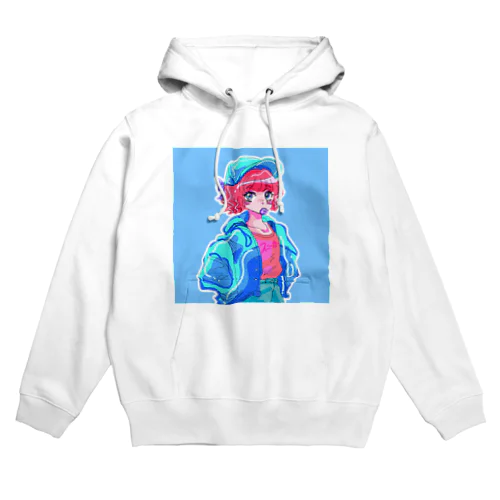 レトロポップボーイッシュブルーガール Hoodie