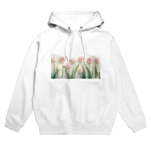 ピンクと白のチューリップ Hoodie