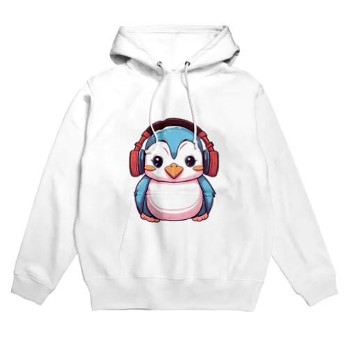 赤いヘッドホンを付けているペンギン Hoodie